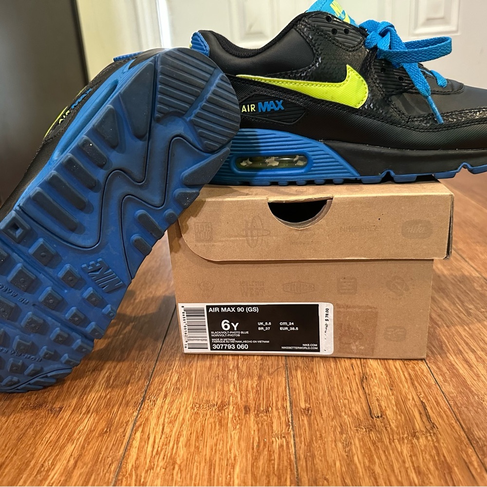 Nike Air Max 90 Black with Blue and Neon Accents